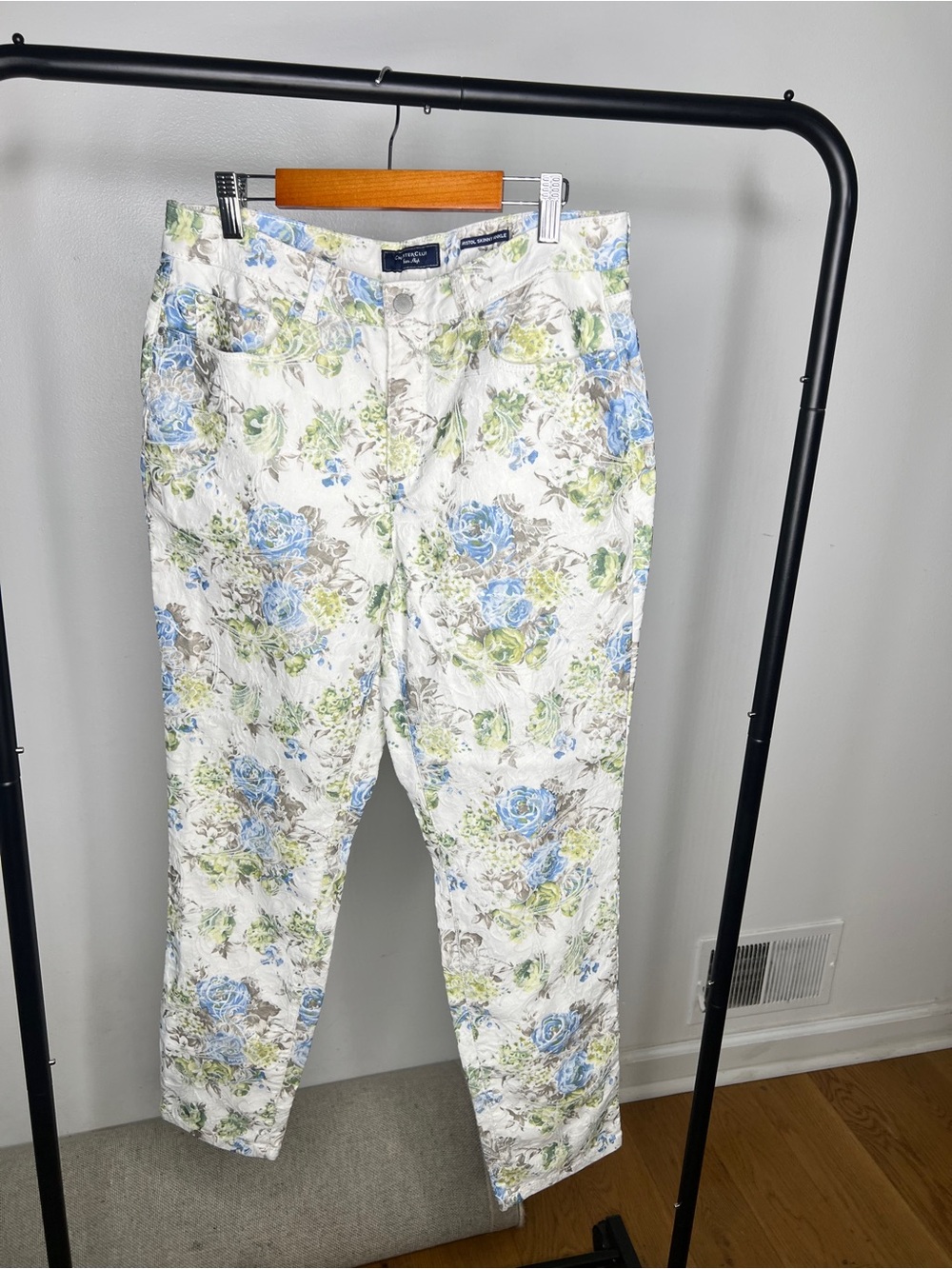 Charter Club Floral Skinny Ankle Jeans - Blue, Green & Cream